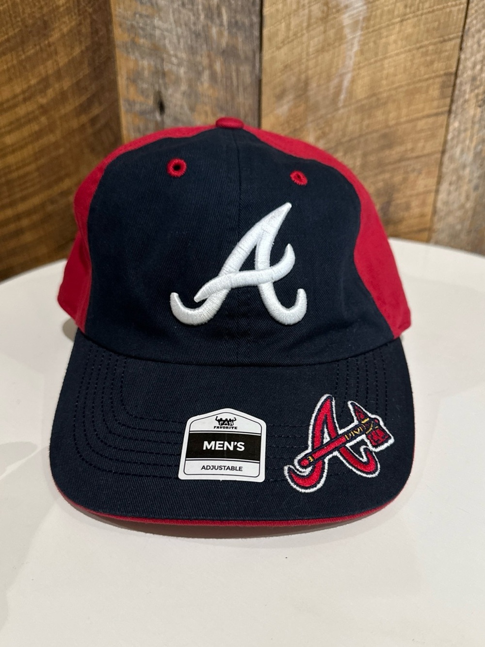 ATL Braves Baseball Hat Fan Favorite Blue/Red Adjustable Official Licensed MLB